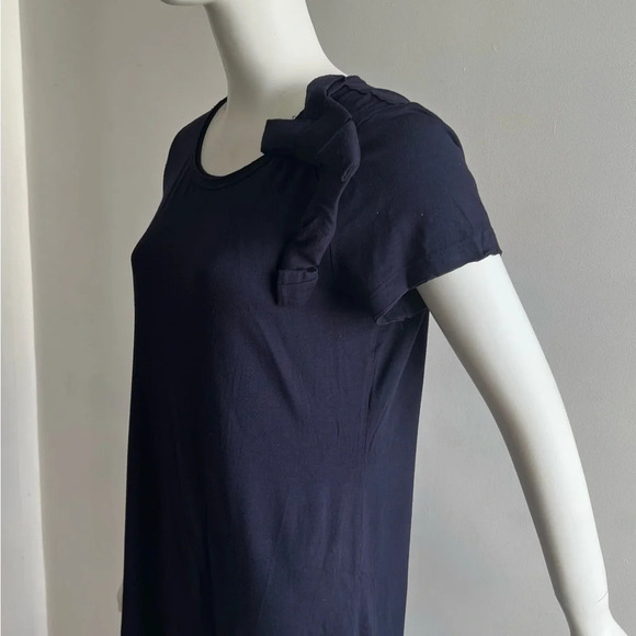 Adrienne Vittadini Womens Large Top Dark Blue  Short Sleeve Bow Details NWOT - Picture 2 of 7